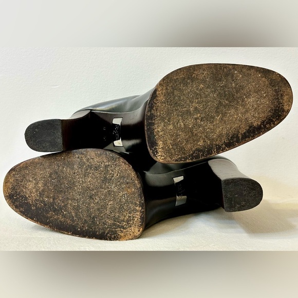 Gucci Beetle Calf Chunky Heel Vintage Tom Ford Dark Gray Size 10 - Picture 14 of 14